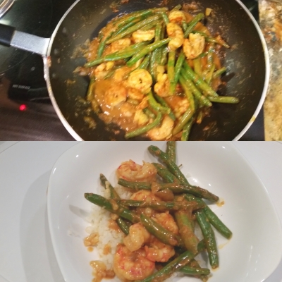 Coconut Curried Shrimp and Green Beans Over Cauli Rice