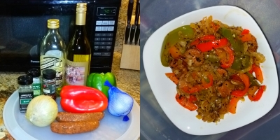 Italian Sausage and Peppers Over Cauli Rice