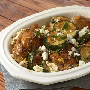 Roasted Chicken Thighs With Zucchini and Feta