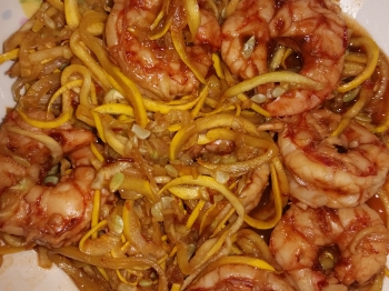 Scorching Garlic Chili Sesame Shrimp and Zoodles